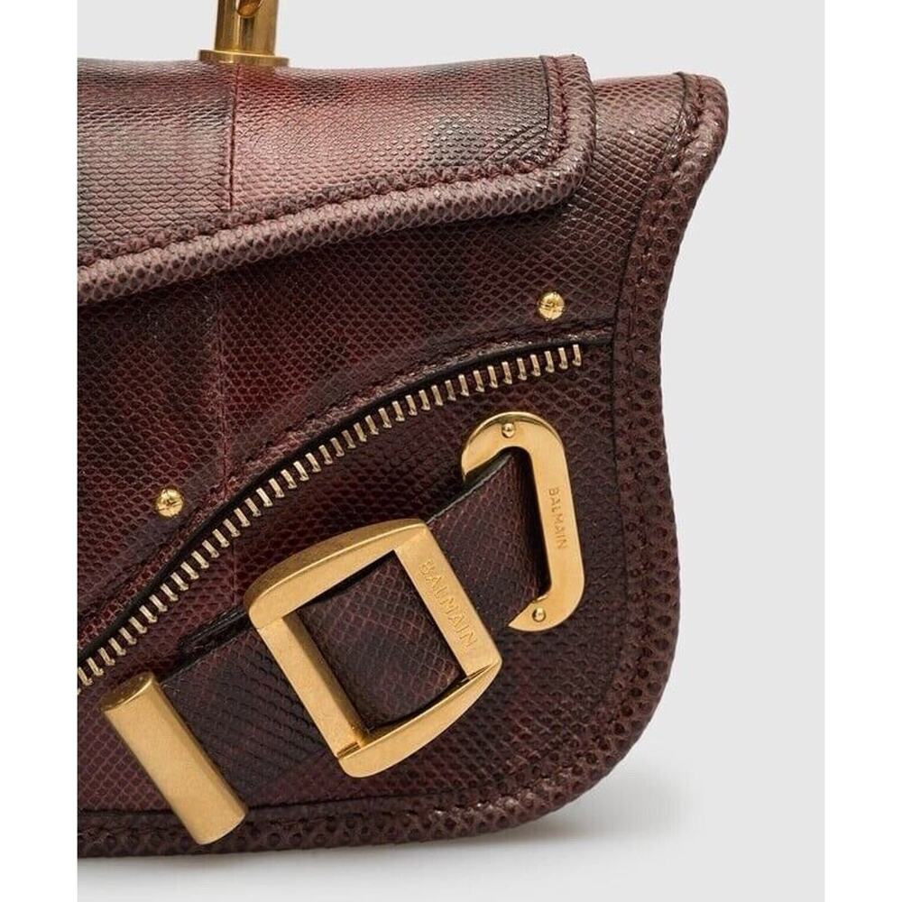 Balmain Blaze Croc-Embossed Karung Snake Skin & Lambskin Lining NWT Crossbody - Picture 6 of 13